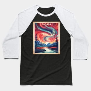 Canadian Landscape Aurora Boreal Vintage Poster Tourism Baseball T-Shirt